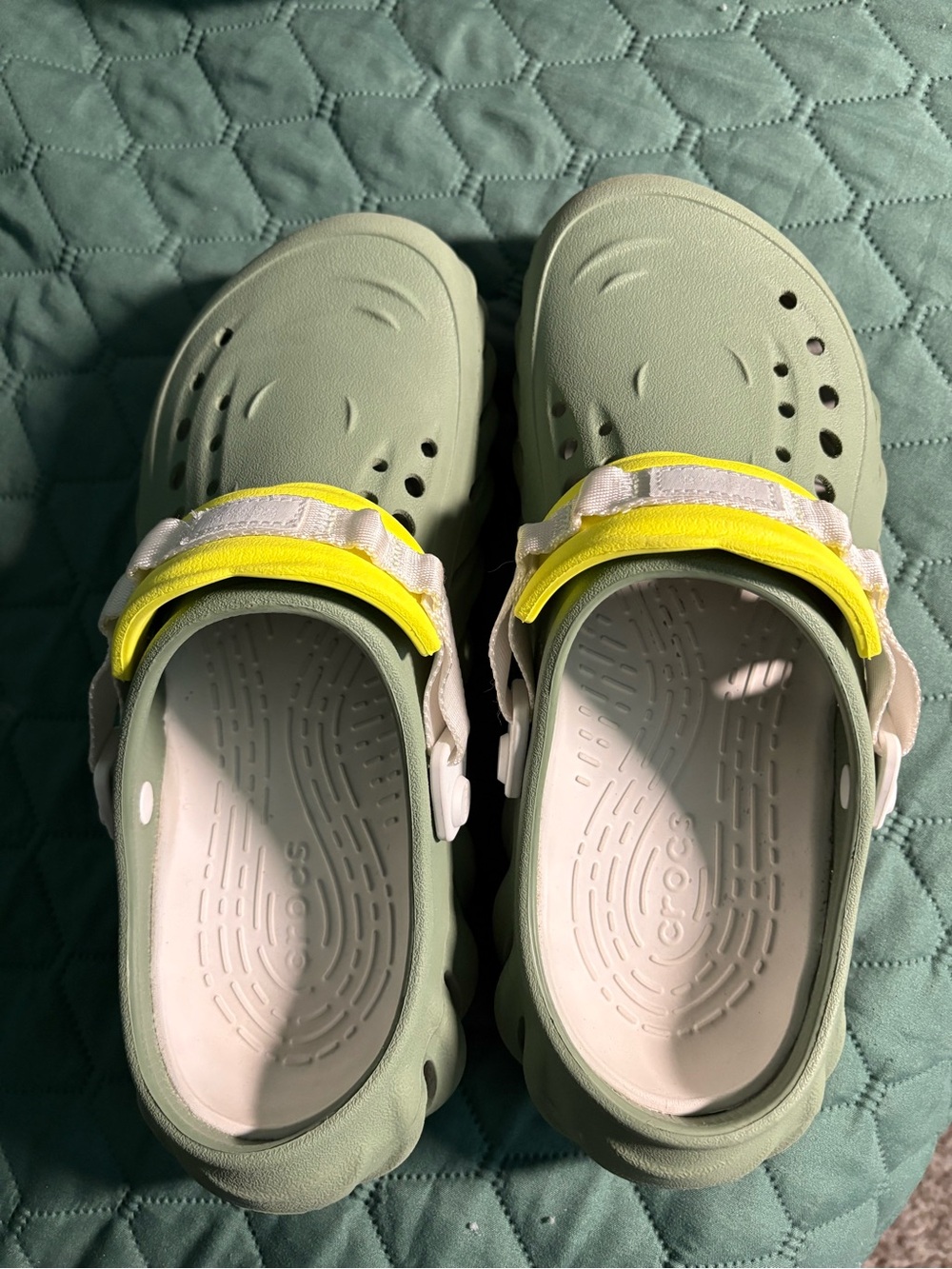 Crocs, Echo clogs, and Olive Khaki/Army Green (Men’s size 8/ Women’s size 10)